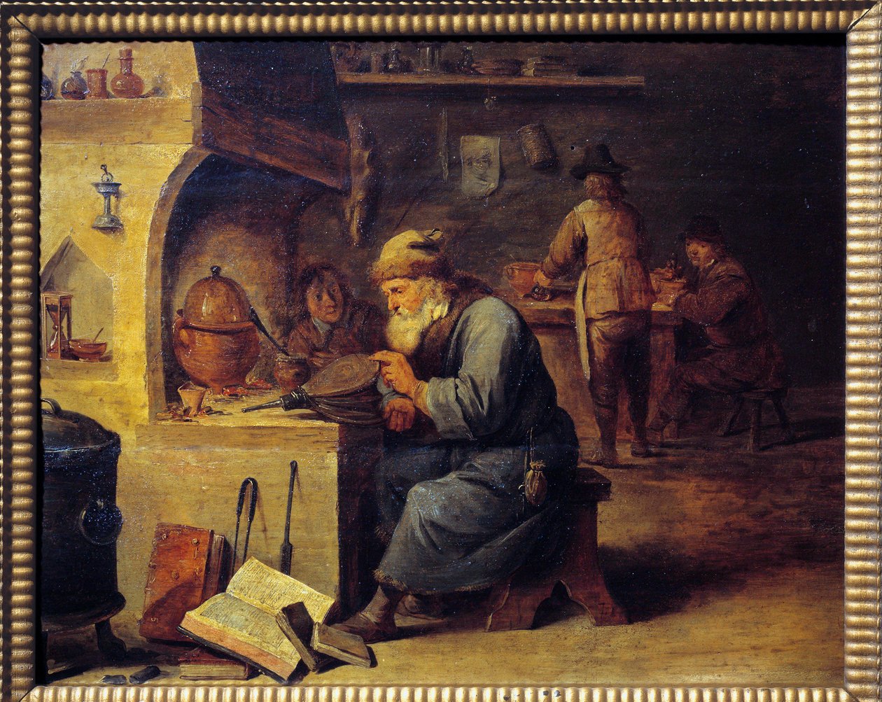 Bir simyager. David Teniers II tarafından David Le Jeune (1610 - 1690), Ec. Alev by David Teniers the Younger