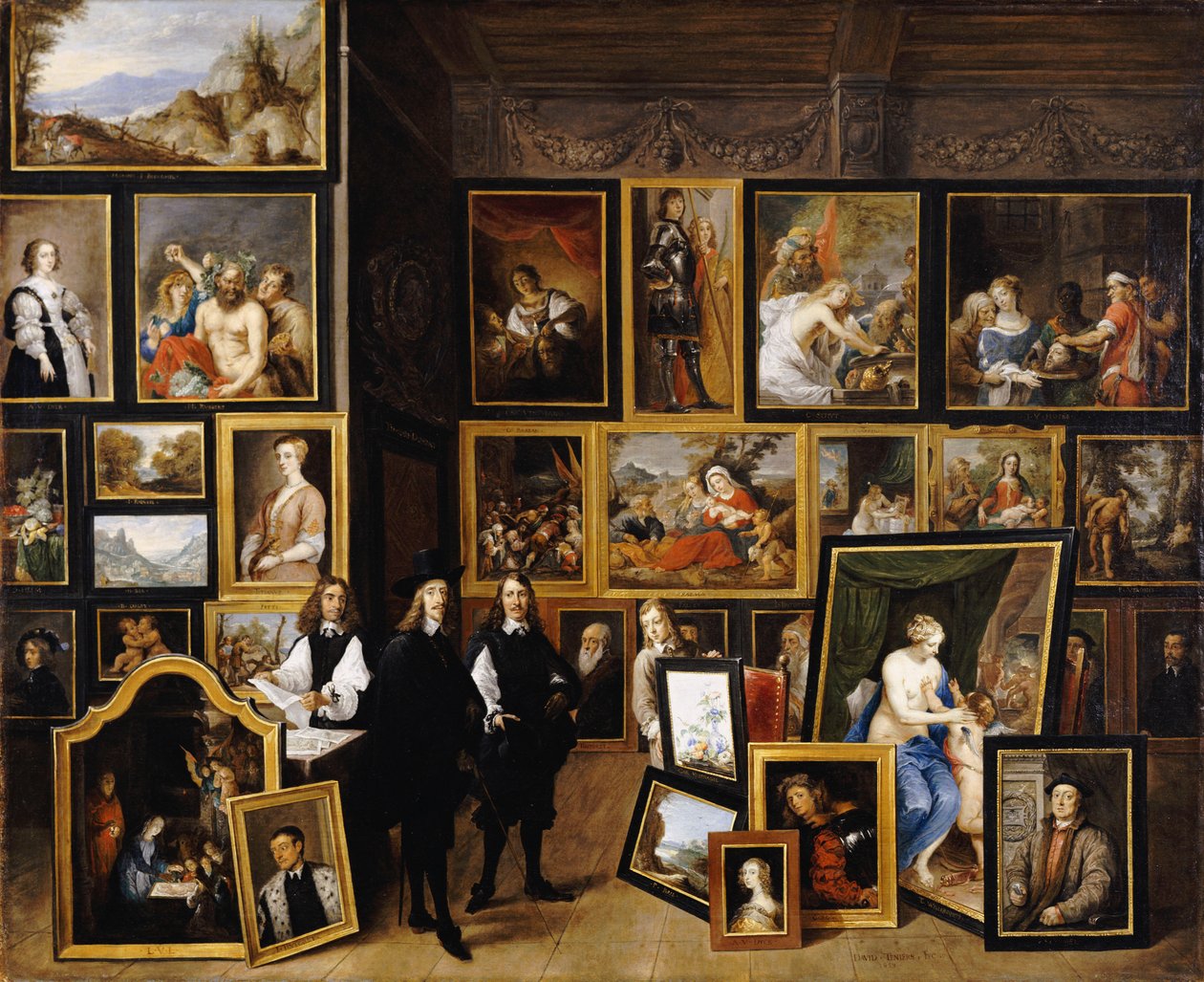 Arşidük Leopold Wilhelm, Resim Galerisinde sanatçı ve diğer figürlerle birlikte by David Teniers the Younger