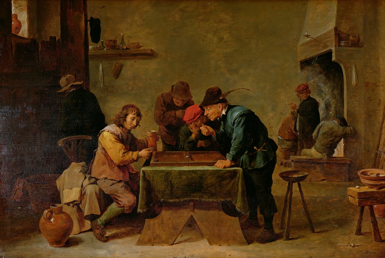 Tavla Oyuncuları, c.1640-45 (tahta üzerine yağlı boya) by David Teniers the Younger