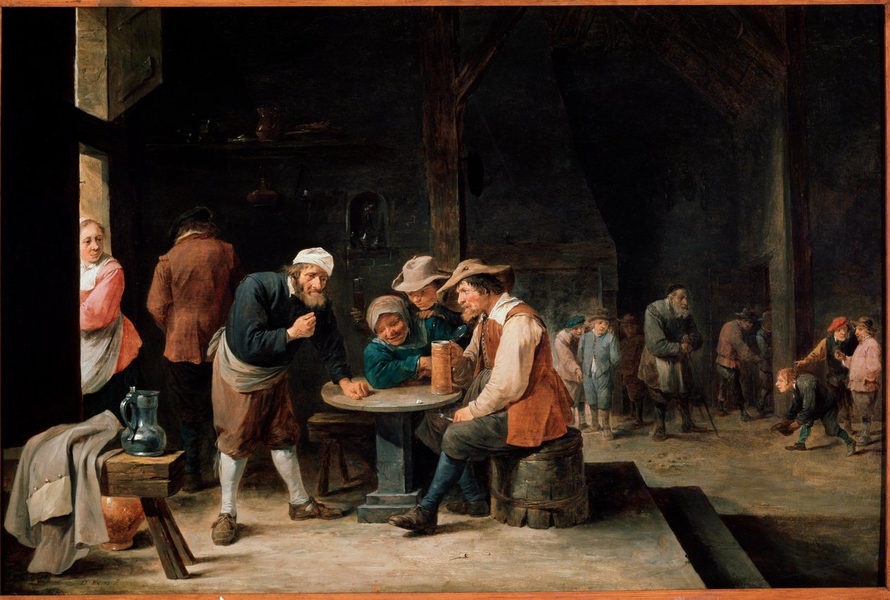 Bira içenler. David Teniers II, genç (1610-1690) tarafından resim. Tuval üzerine yağlıboya by David Teniers the Younger