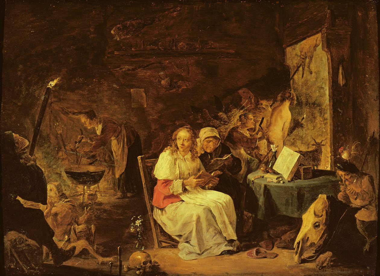 Büyü Sahnesi (masonit üzerine monte edilmiş bakır üzerine yağ) by David Teniers the Younger