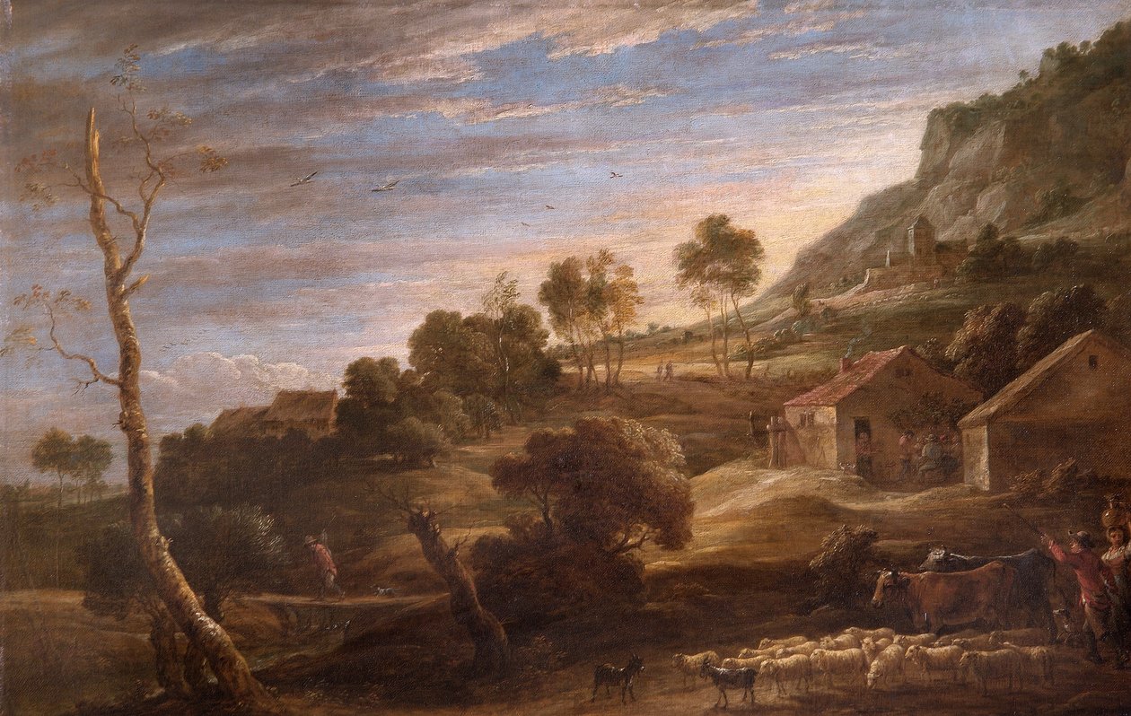 Sığır süren köylülerin olduğu manzara, 1670-90 dolayları (tuval üzerine yağlı boya) by David Teniers the Younger