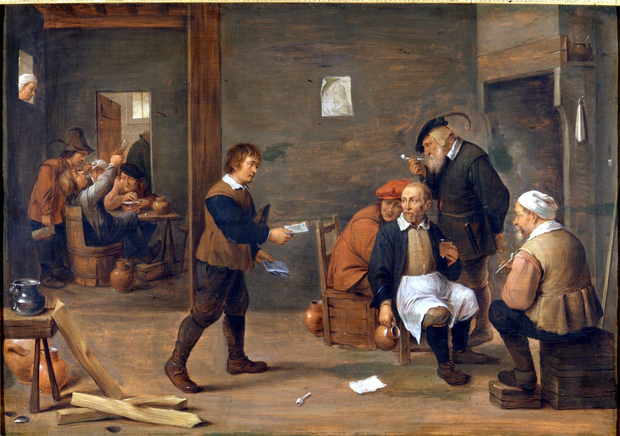 David Teniers (1610 - 1690) yapımı bir bistroda şöminenin önünde kendilerini ısıtan adamlar.Museo del Castello. Milano by David Teniers the Younger