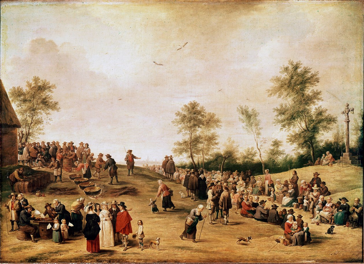 Anvers yakınlarındaki Köylü Partisi veya Kazan Partisi David Teniers the Young (1610-1690) tarafından tablo 1643 Güneş. 90x125 cm Londra, Ulusal galeri by David Teniers the Younger