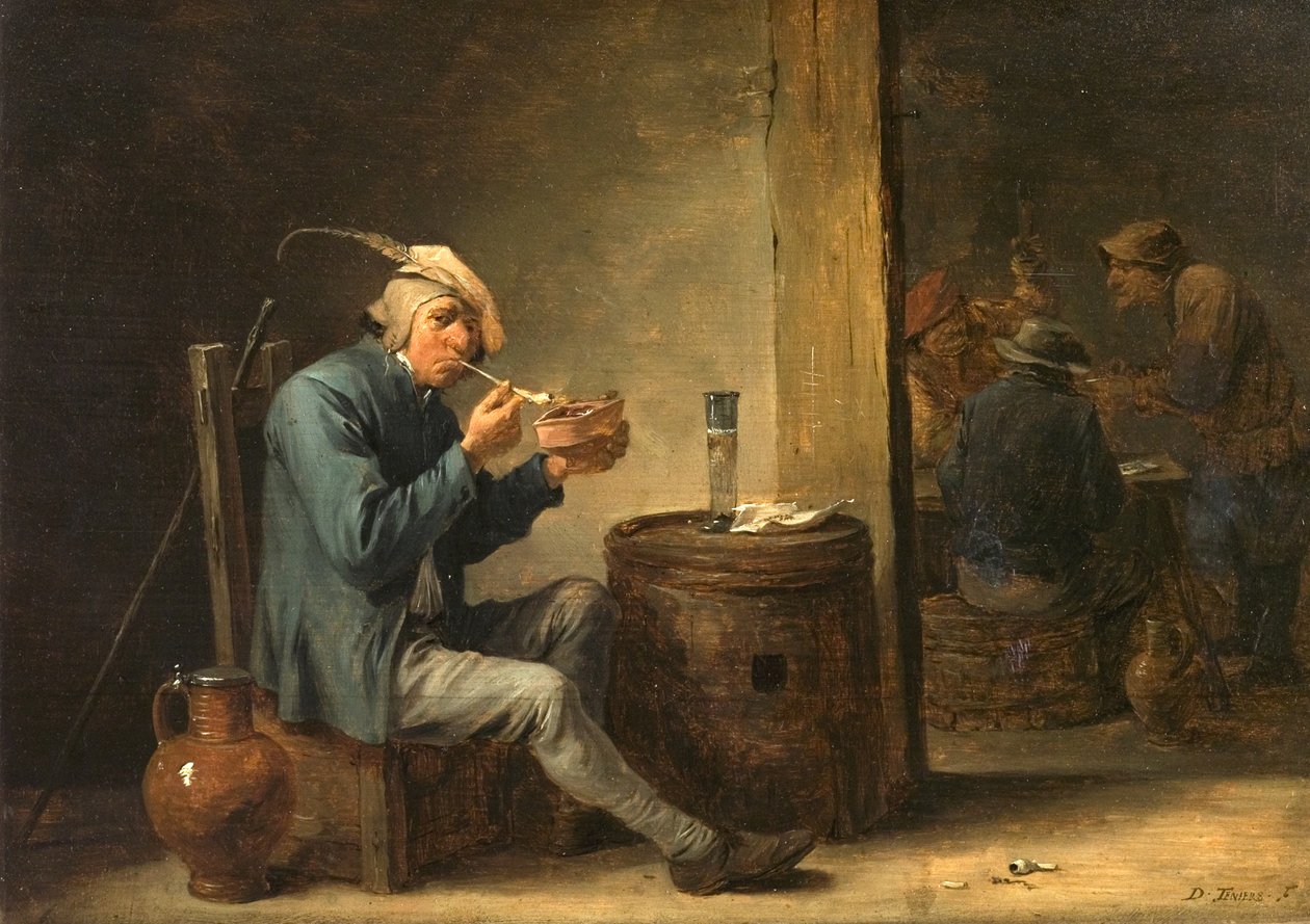 Köylü İç Mekanda Sigara İçiyor by David Teniers the Younger