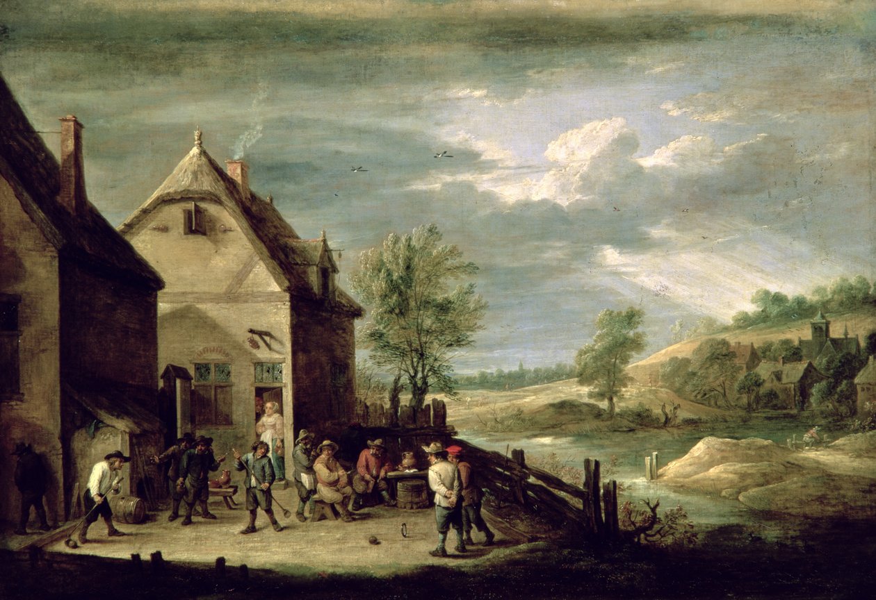Boule Oynayan Köylüler (tuval üzerine yağlı boya) by David Teniers the Younger