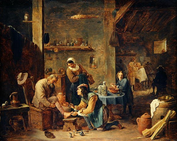 Berber Dükkanı (meşe üzerine yağlı boya) by David Teniers the Younger