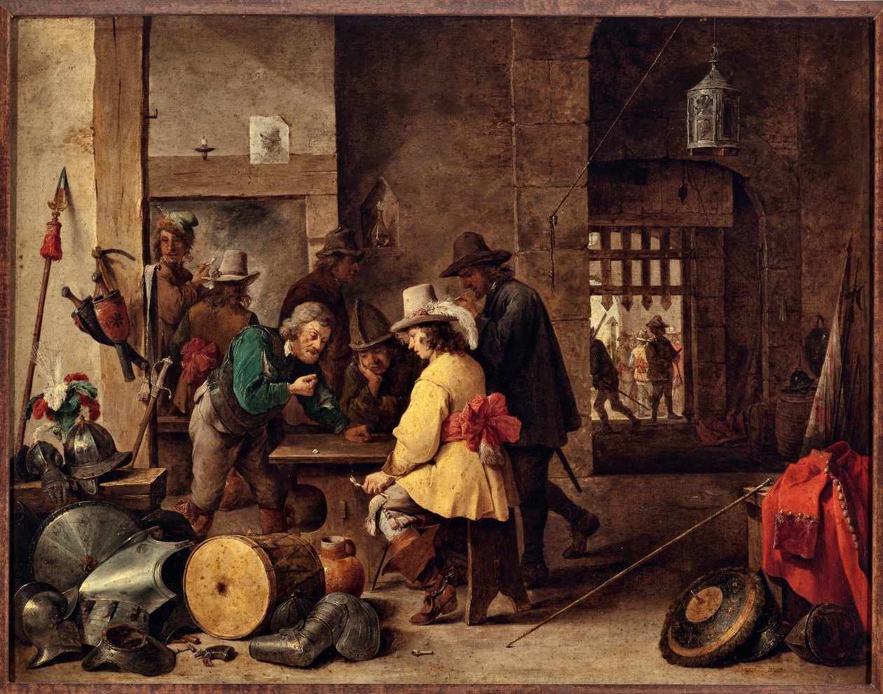 Bekçi evi, oynayan ve bahis oynayan askerler Genç David Teniers (1610-1690) by David Teniers the Younger