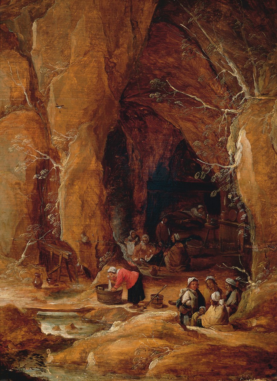 Mağaradaki Serseriler ve Çamaşırcı Kadınlar, David Teniers II (1610-1690) by David Teniers the Younger