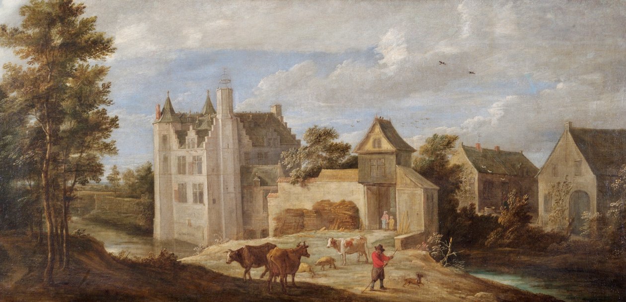 Perck yakınlarındaki Sanatçı Evi 'De Dry Toren'in görünümü (tuval üzerine yağlı boya) by David Teniers the Younger