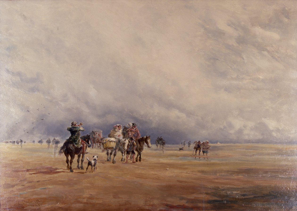 Lancaster Sands, Morecambe Körfezi (Hazineler) 1842 (tuval üzerine yağlı boya) by David the younger Cox