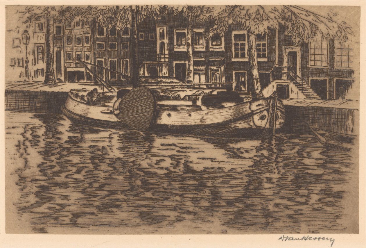 Demirli yelkenli ile kanal by David van Hessen (signed by artist)