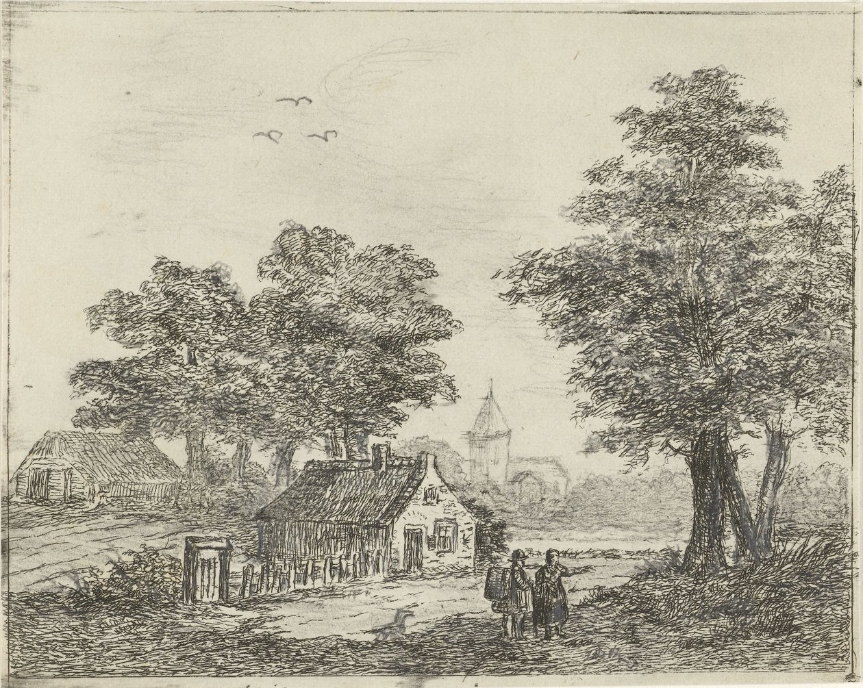 Yürüyüşçüler ile manzara by David van der Kellen