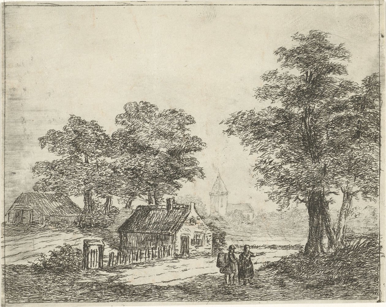 Yürüyüşçüler ile manzara by David van der Kellen