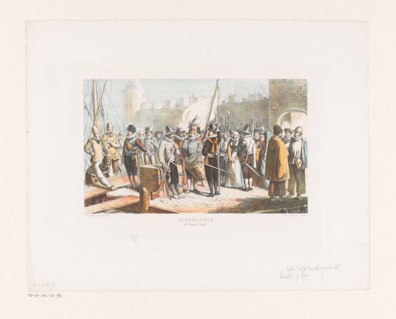 Bir kalenin önünde siviller ve atıcılar Kasaba halkı (16. yüzyıl, 2. yarı) (nesne üzerindeki başlık) by David van der Kellen
