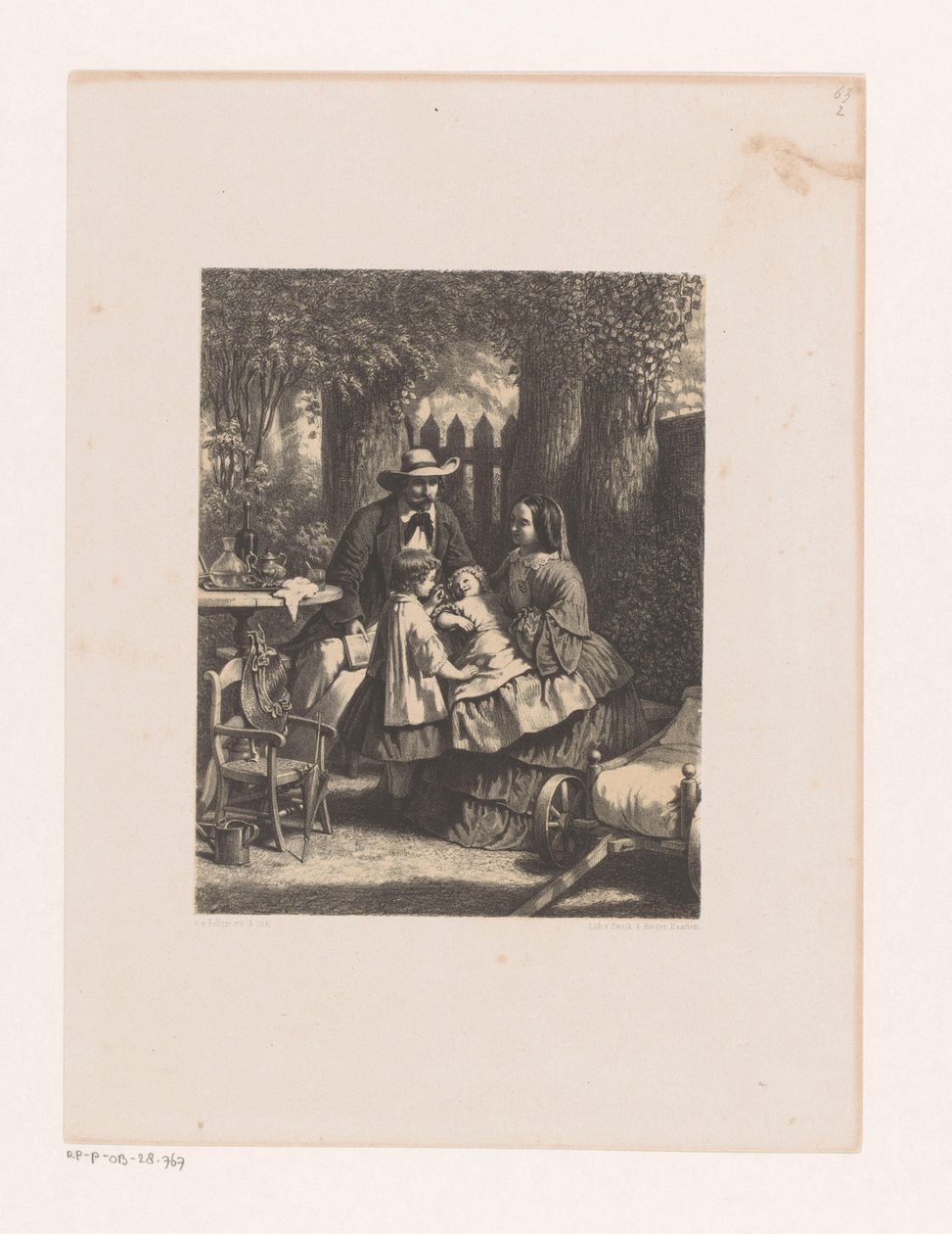 Bir bahçede aile, muhtemelen Van der Kellen ailesi by David van der Kellen