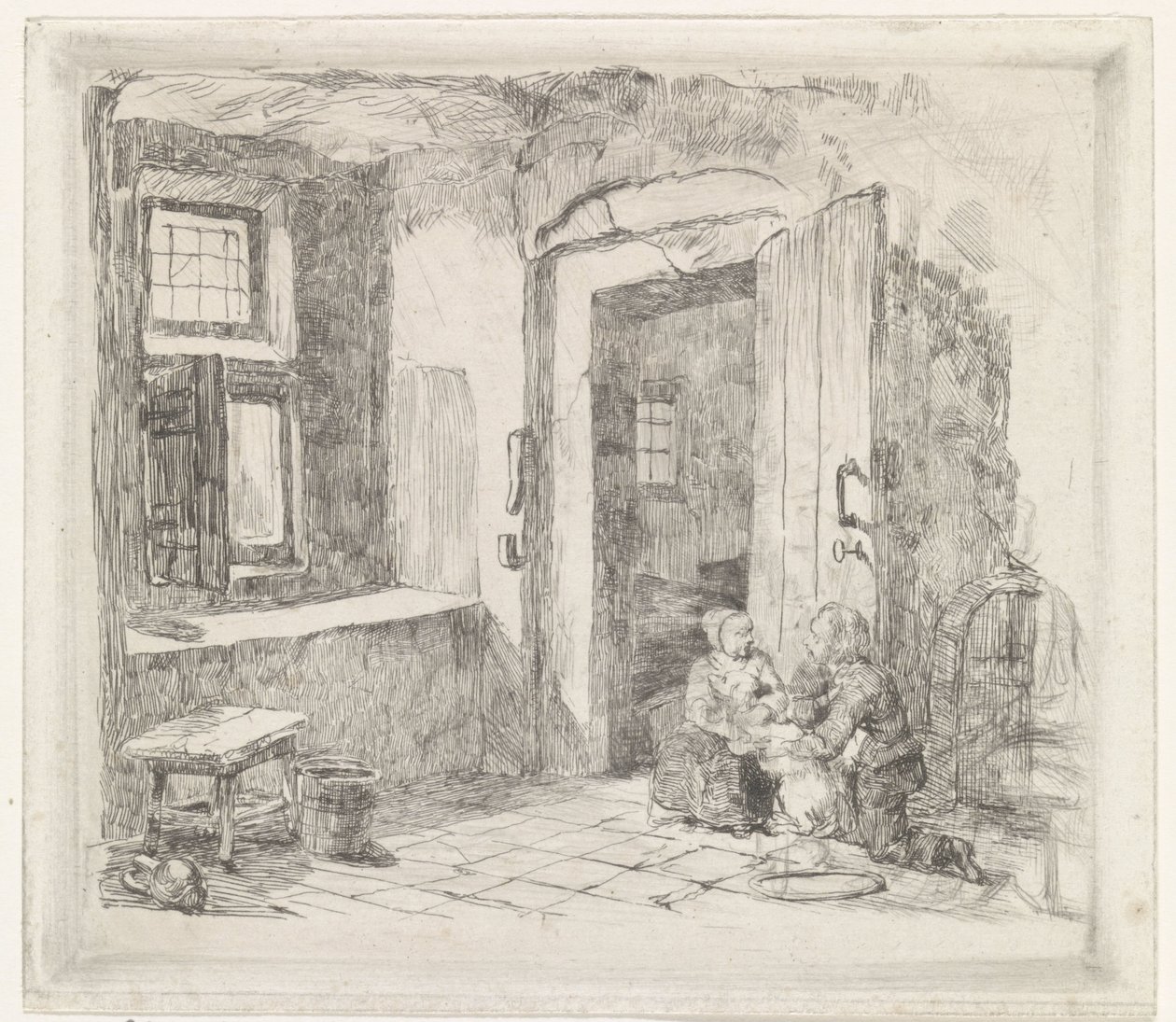 Açık kapı ile iç by David van der Kellen