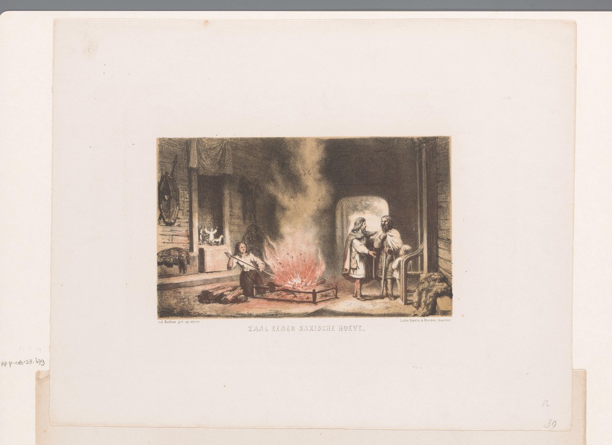 Bir Sakson çiftliğinin içi Bir Saxische Hoeve Salonu (nesne üzerindeki başlık) by David van der Kellen