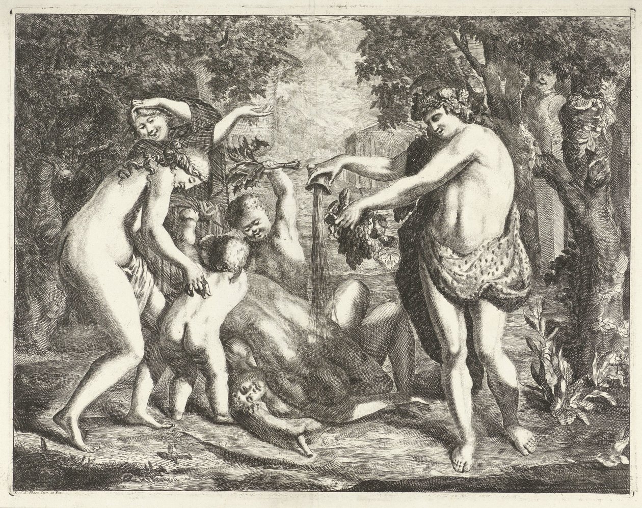 Bacchus ile Bacchanal ile Manzara by David van der Plas