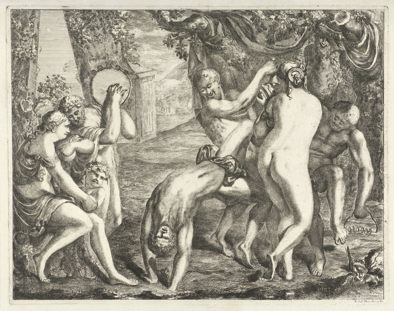 Bir Bacchanal ile Peyzaj by David van der Plas