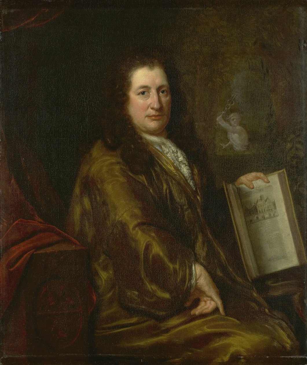 Caspar Commelin'in portresi, kitapçı, gazete yayıncısı ve 1693'te Amsterdam'ın 'Beschrijvinghe van Amsterdam' resmi tarihinin yazarı by David van der Plas