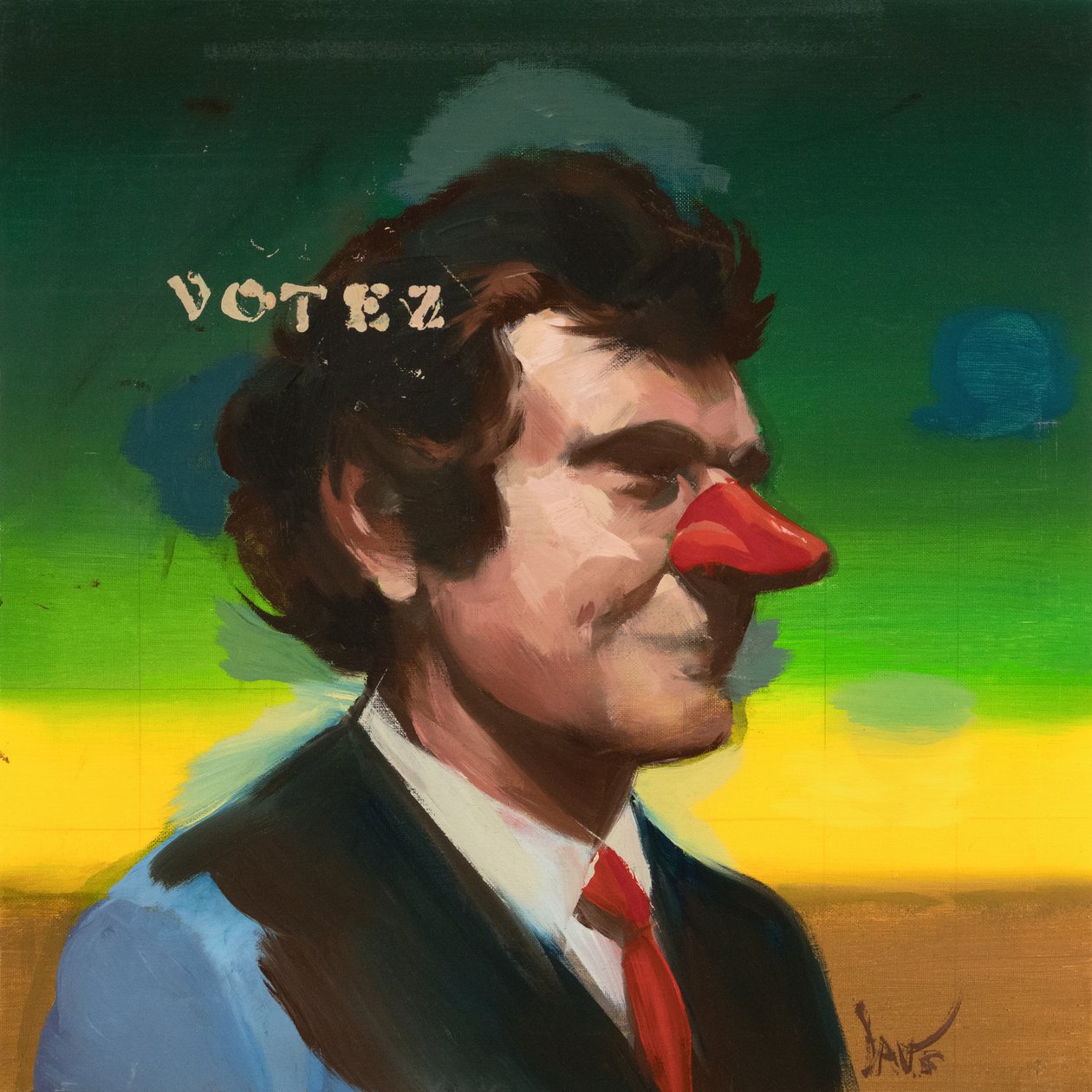 Marcel Broodthaers 19 (Votez), 2023 (keten üzerine yağlıboya) by Davis Lisboa