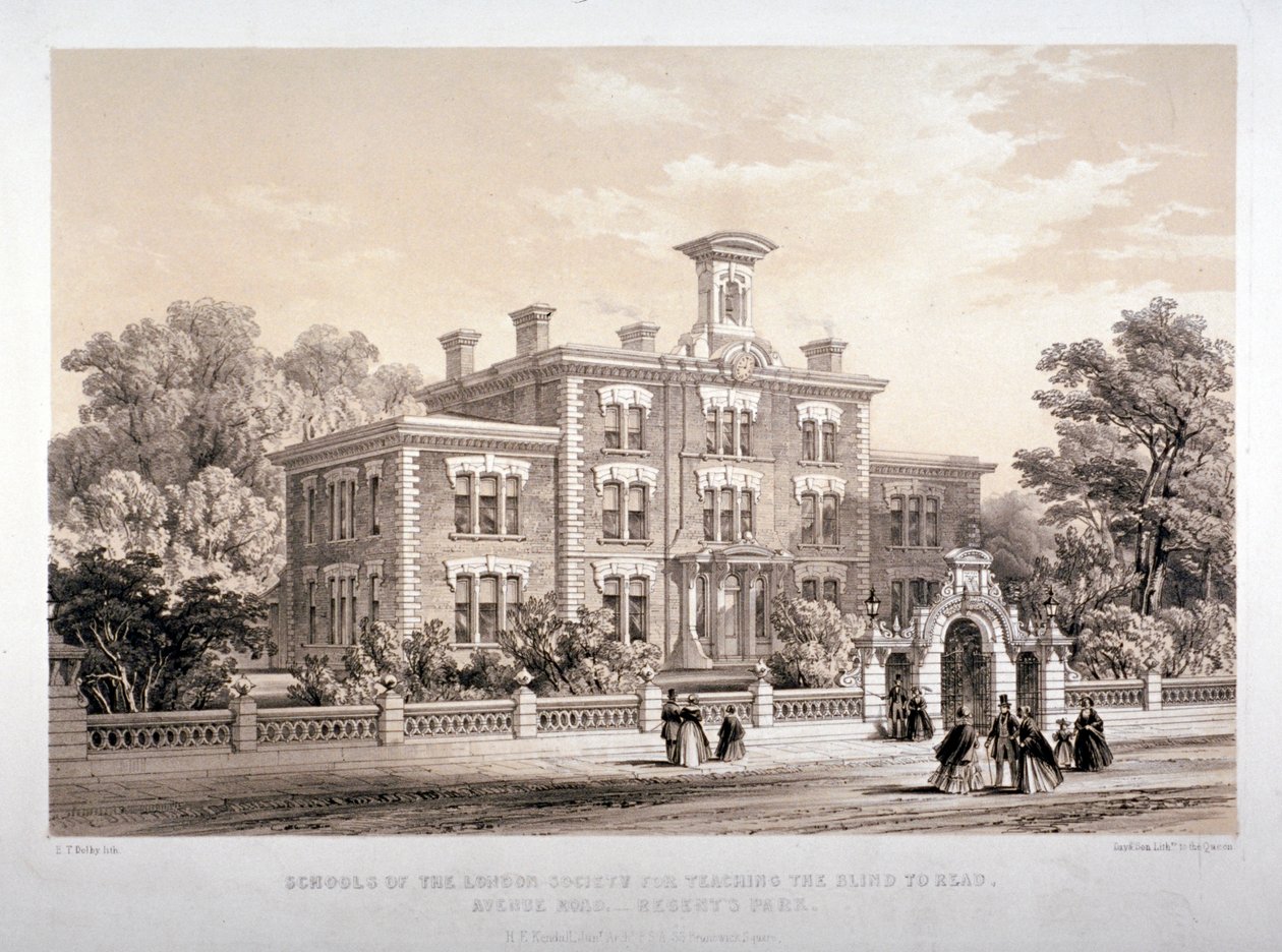 Kör insanlara öğretmek için London Society Schools, Avenue Road, Marylebone, London, c1860. by Day and Son