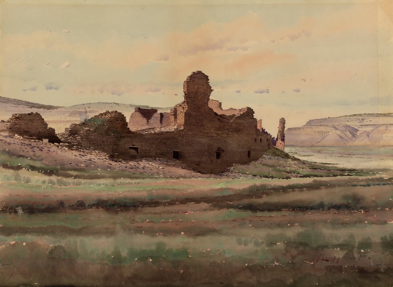 Pueblo Palamut Harabesi, Chaco Kanyonu, New Mexico, 1888. by De Lancey Gill