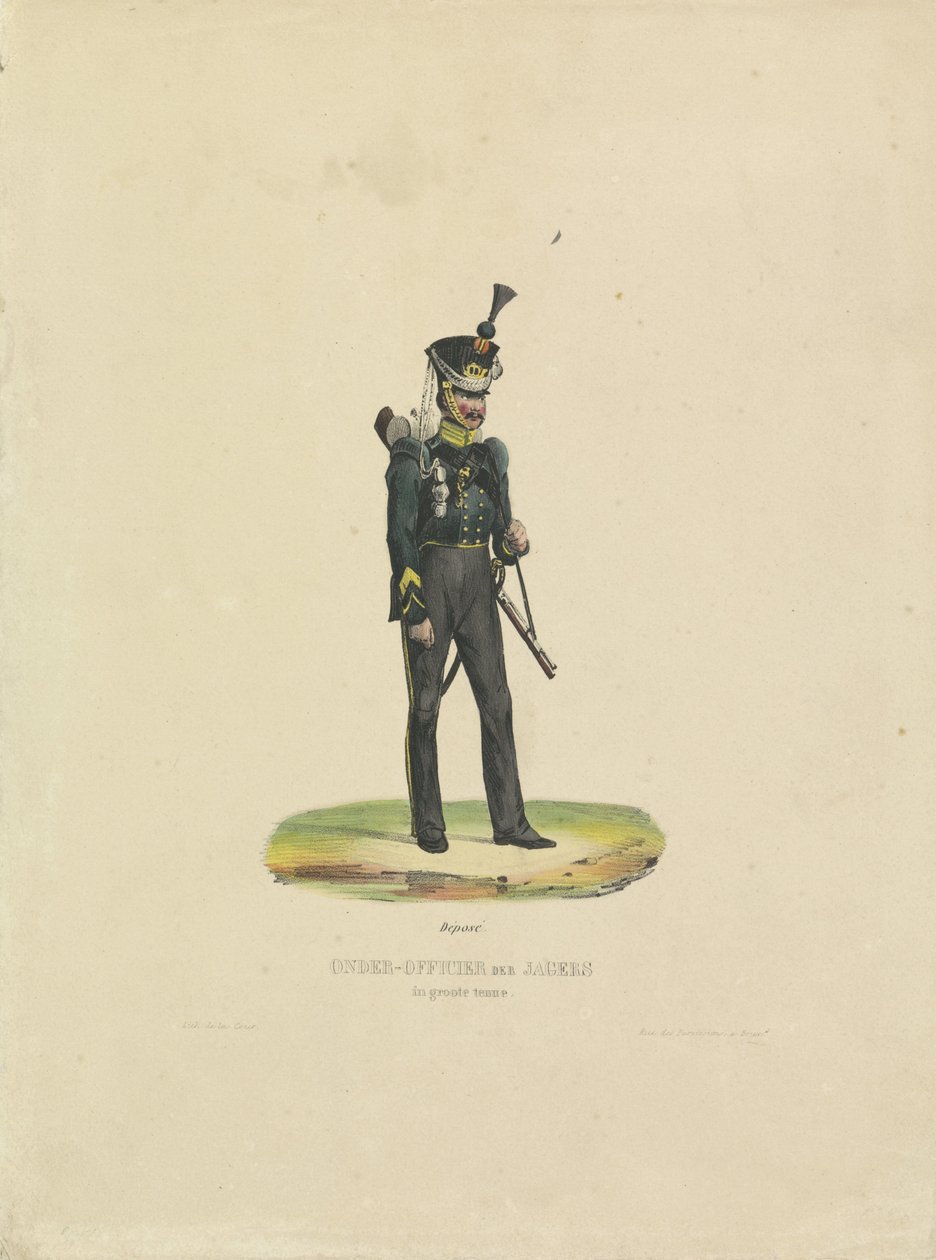 Büyük üniformalı avcı, 1820-1825 Astsubay büyük üniformalı (nesne üzerindeki başlık) by De la Cour
