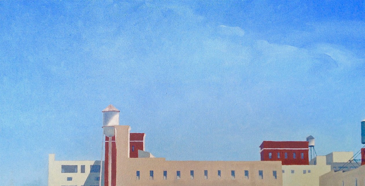 Brooklyn View Across Washington Street, 2012 (tuval üzerine yağlıboya) by Deborah Stevenson