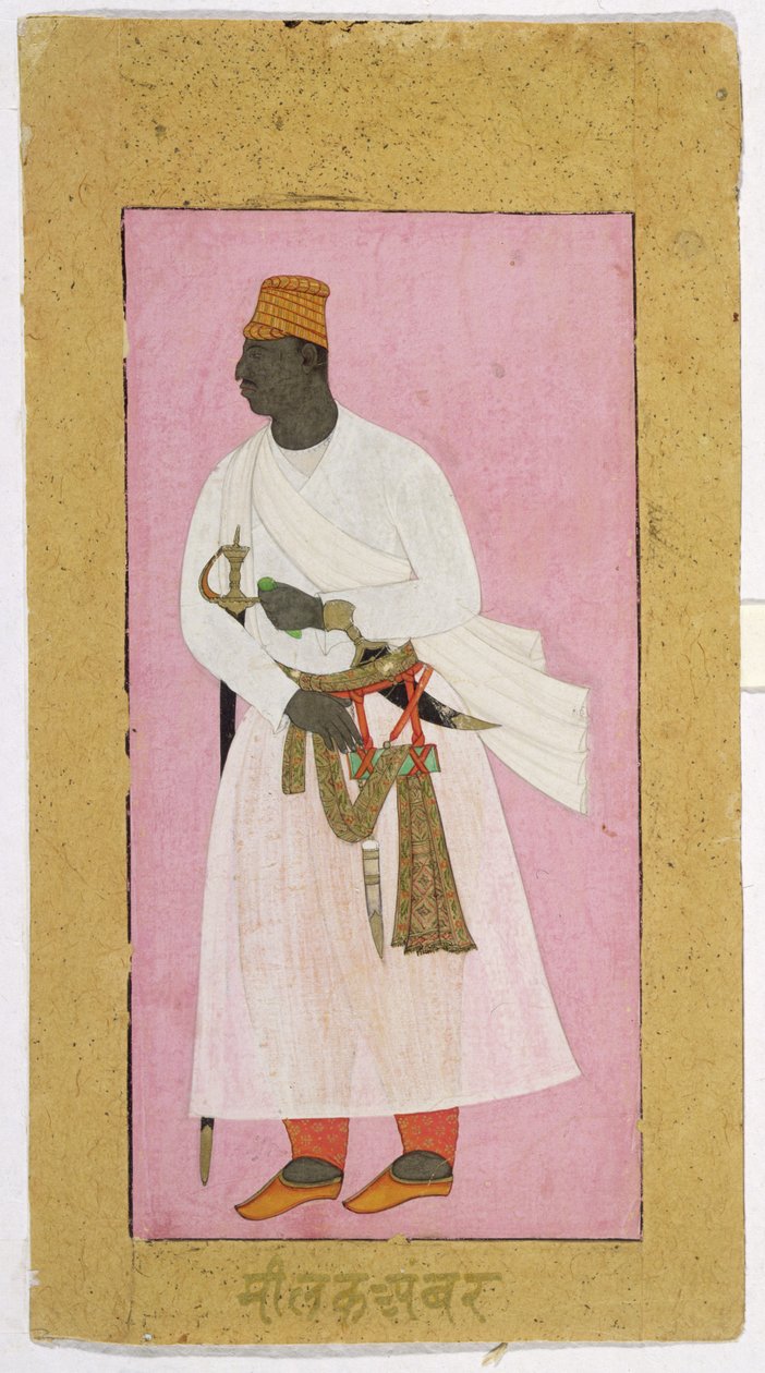 50.14/8 Devanagari'de yazılı Malik Ambar'ın portresi, 'Malik Ambar', Ahmadnagar by Deccani School