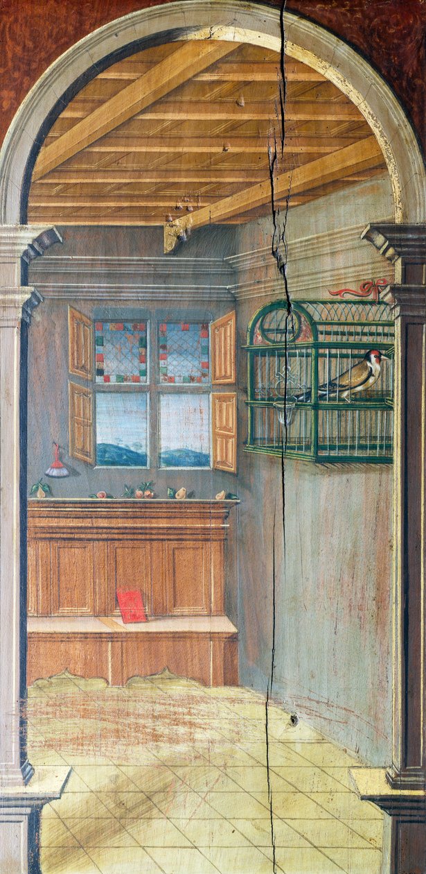 16. yüzyıl korosunun arka bölümünde Defendente Ferrari (1480 veya 1485-1540) tarafından boyanmış perspektif, Aziz Jerome Kilisesi, Biella. İtalya by Defendente Ferrari