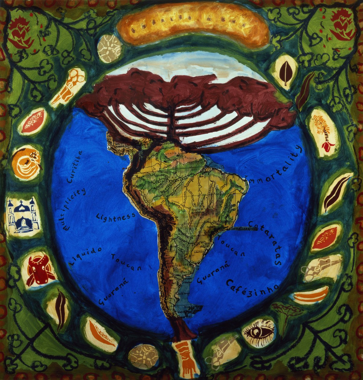 Parana, Brezilya I, 1995 (ekran baskısı ve kolaj) by Deirdre Kelly