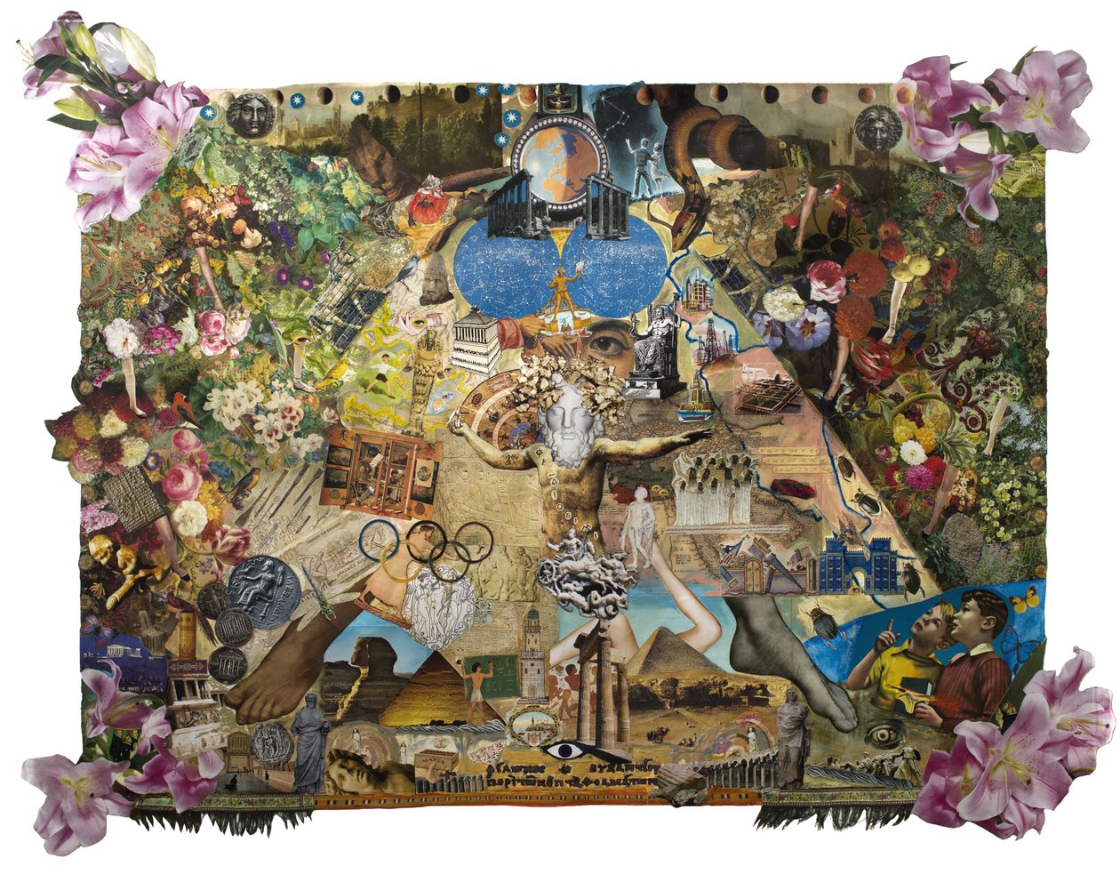 Dünyanın Yedi Antik Harikası, 2012 (kağıt üzerinde kolaj) by Deirdre Kelly