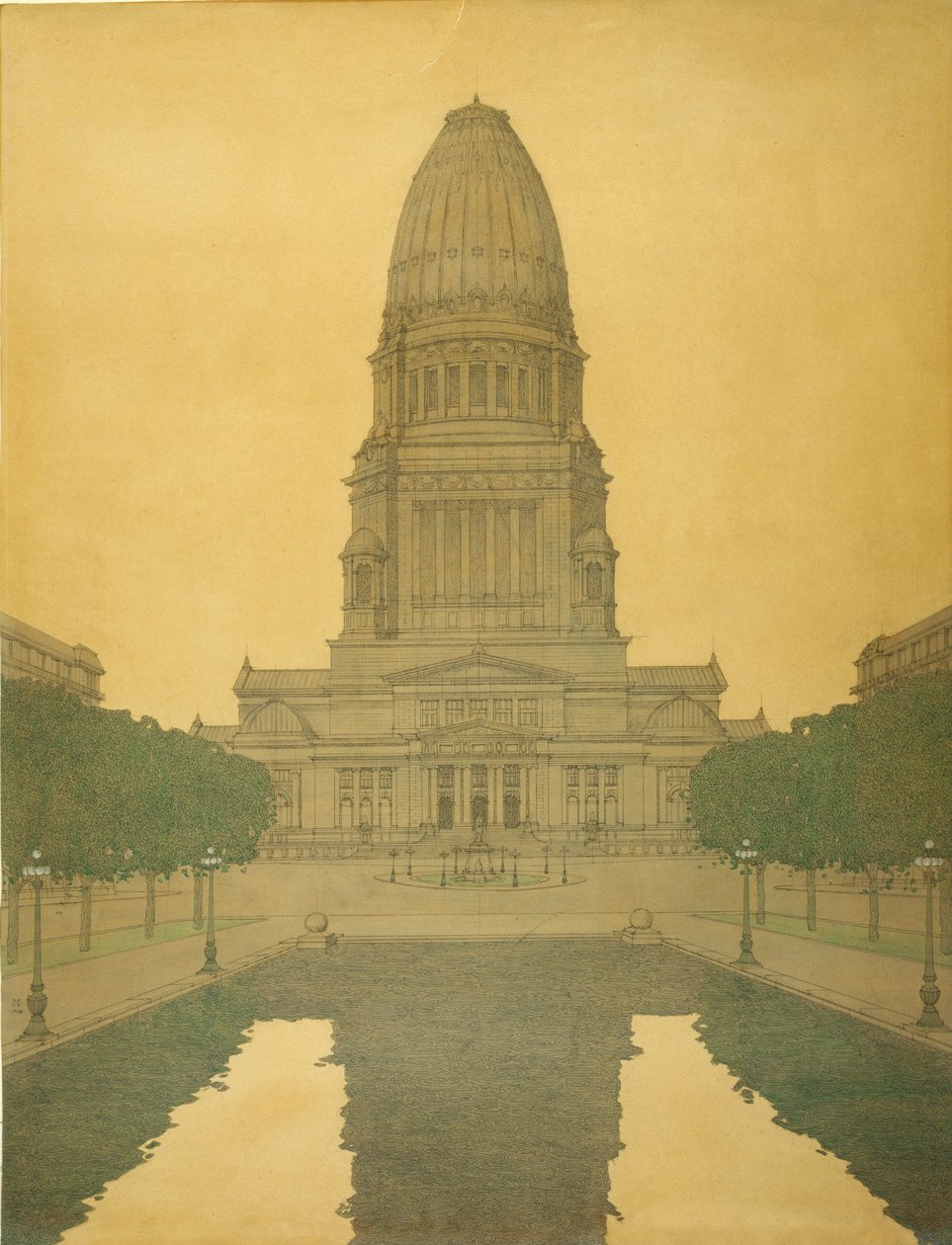 Chicago-Civic Center Planı by Jules Guerin