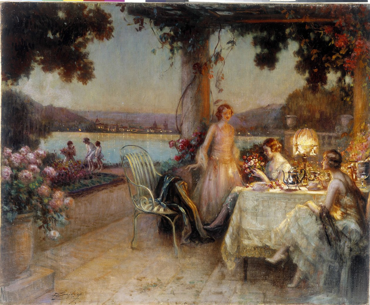 Akşam terasta. Delphin Enjolras (1857-1945), Mansiyon zorunlu: Koleksiyon vakfı de Provence