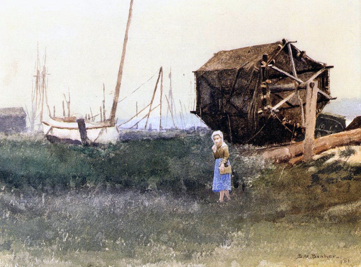 Balık Ağları Kurutma, 1881 by Denis Miller Bunker