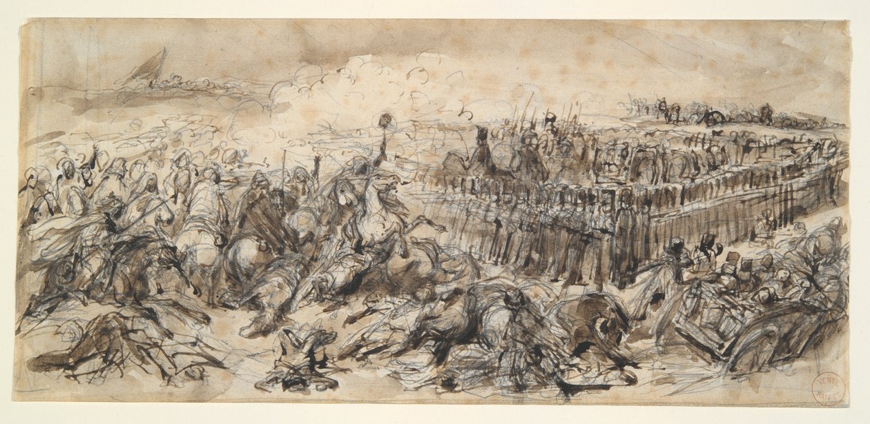 Savaş Sahnesi (Arapların saldırısına karşı 2. Hafif Süvari Çalışması) by Denis Auguste Marie Raffet