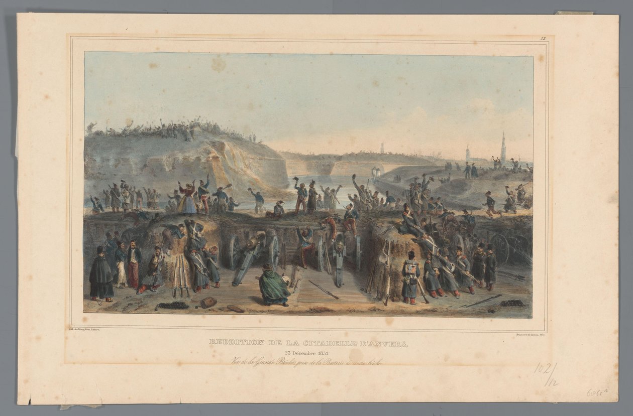 Overgave van de Citadel van Antwerpen, 1832 Antwerp Kalesi'nin Teslimi (nesne üzerine başlık) Raffet tarafından Antwerp Kalesi kuşatması sırasında doğadan yapılan çizimler (nesne üzerine seri başlığı) by Denis Auguste Marie Raffet