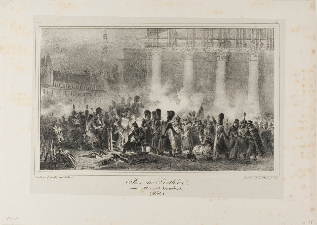 Place du Pantheon, 22-23 Aralık Gecesi, 1830 by Denis Auguste Marie Raffet