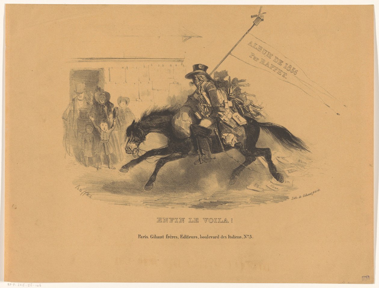At sırtında Postillion Her neyse le voila! (nesne üzerine başlık) Album de 1836 (nesne üzerine seri başlığı) by Denis Auguste Marie Raffet