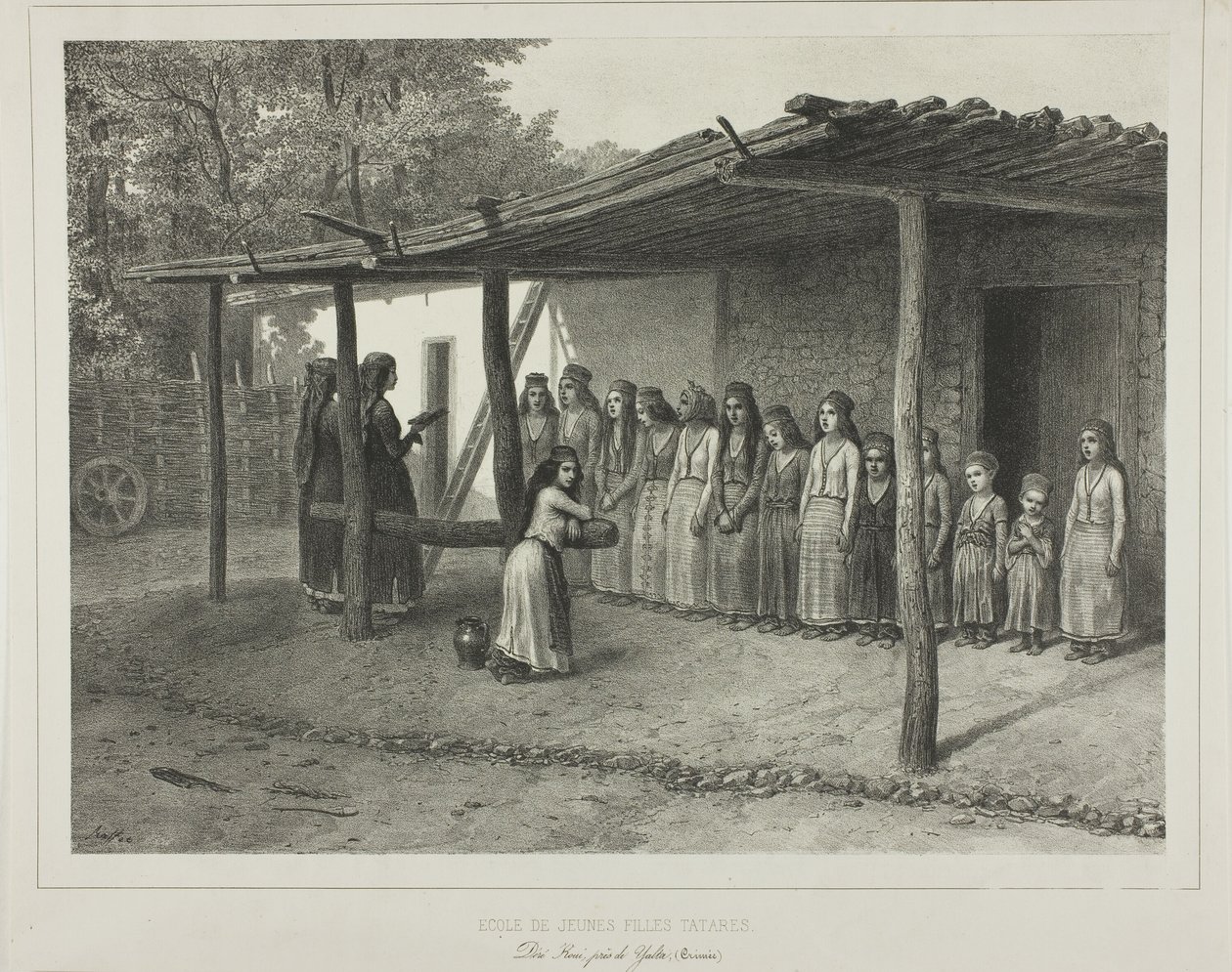 Genç Tatar Kızları için Okul by Denis-Auguste-Marie Raffet