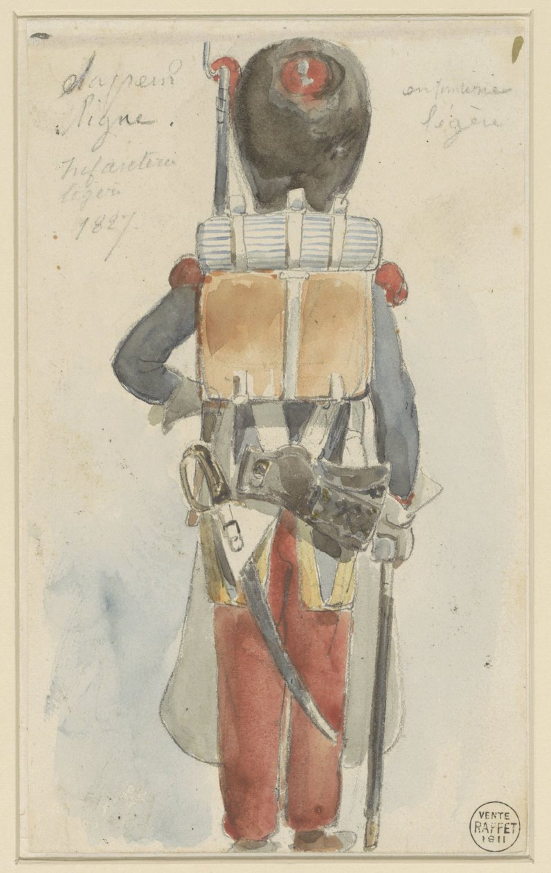 Line Sapper Uniformstudie. Hafif piyade 1827 (nesne üzerindeki başlık) by Denis Auguste Marie Raffet