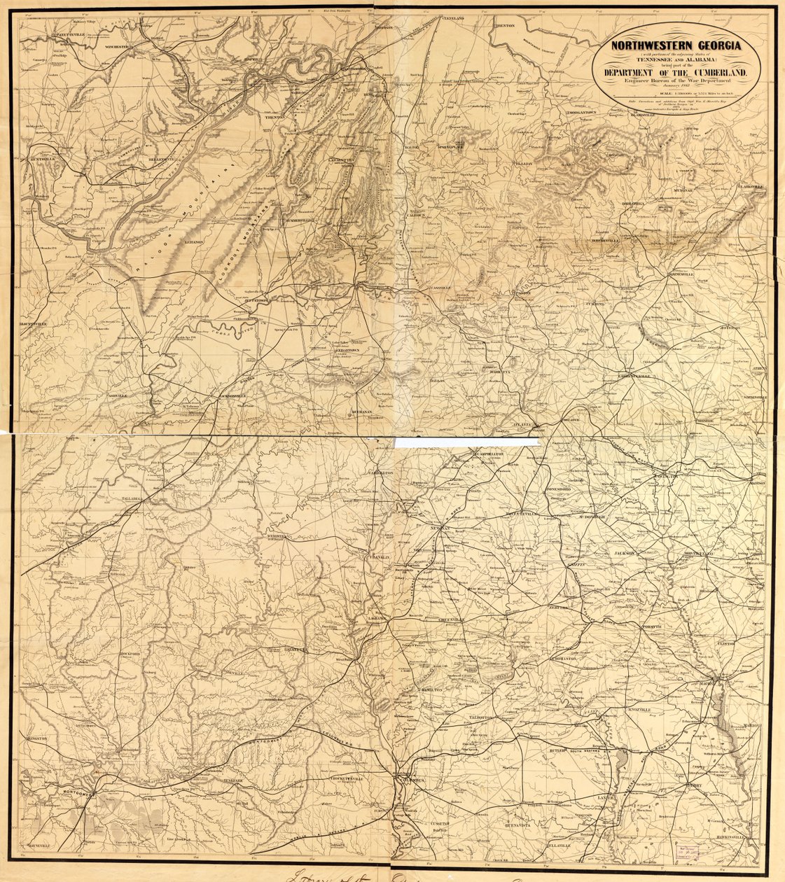 Kuzeybatı Georgia (bitişik Tennessee ve Alabama Eyaletlerinin bazı bölümleriyle birlikte) Cumberland Departmanı