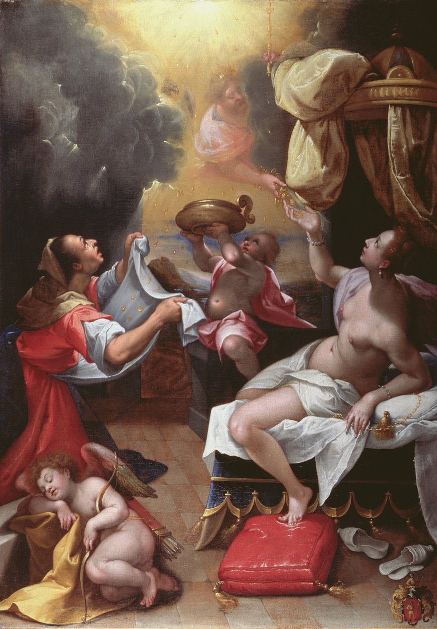 Danae (tuval üzerine yağlıboya) by Denys Calvaert or Calvart
