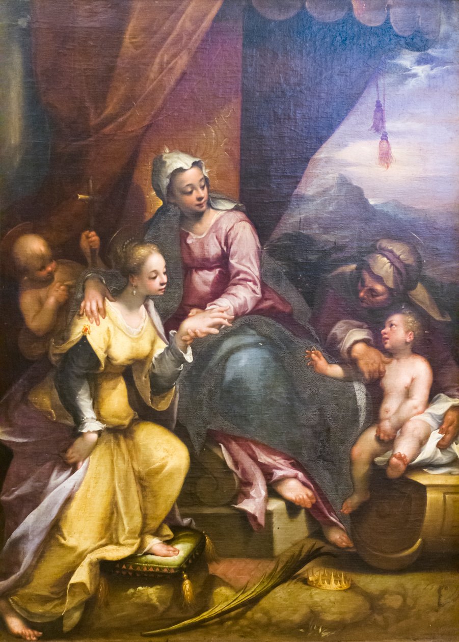 Aziz Catherine'in Mistik Evliliği by Denys Calvaert or Calvart
