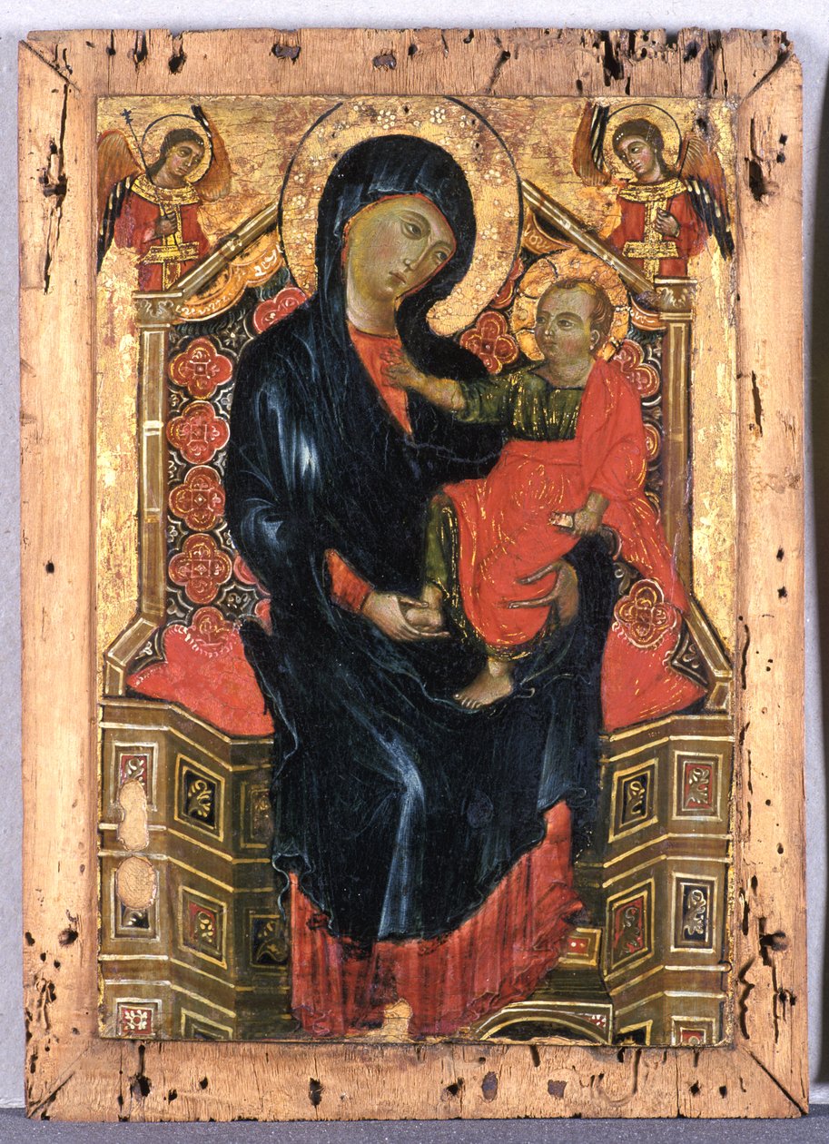 Enthroned Madonna with Child and iki Angels, c.1300 (kavak ağacı üzerinde tempera) by Deodato Orlandi Deodato Orlandi