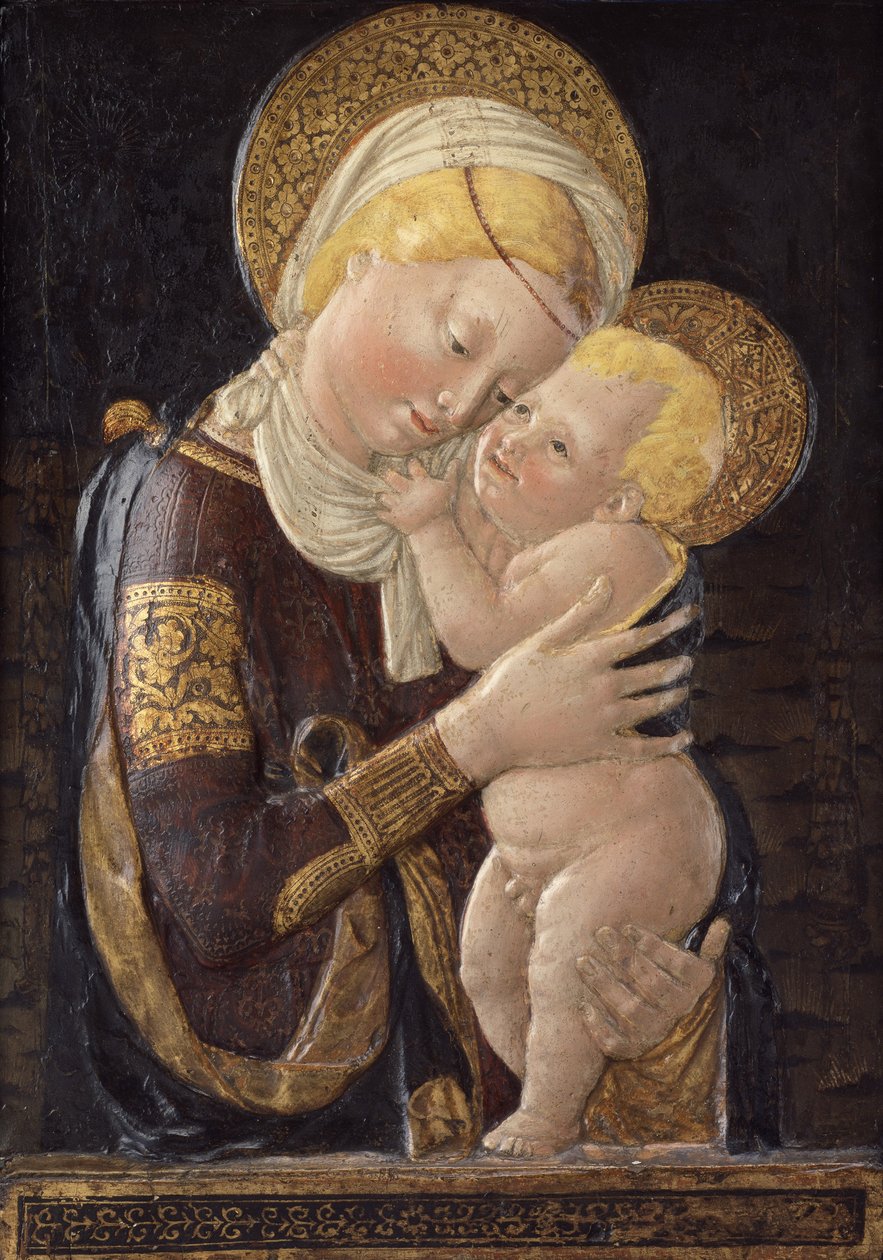 Bakire ve Çocuk, c.1450 (boyalı sıva) by Desiderio da Settignano (after)