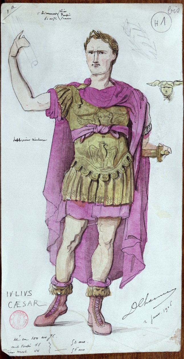 Corneille'in "La Mort de Pompee" filminden Julius Caesar için kostüm tasarımı, 1906 by Desire Chaineux
