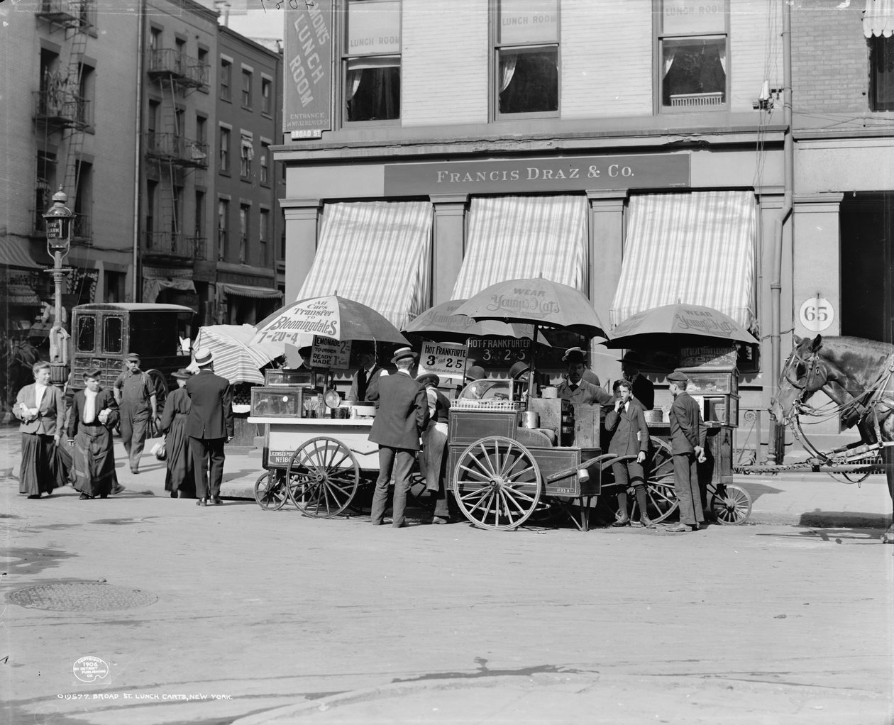 Broad St. lunch carts, New York, N.Y., c.1906  by Detroit Publishing Co.